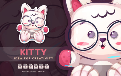 Schattige teddykat - schattige sticker, grafische illustratie