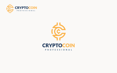 Szablon logo krypto moneta litera C