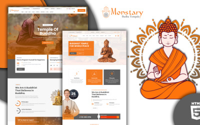 Szablon strony internetowej HTML5 klasztornej świątyni buddyjskiej