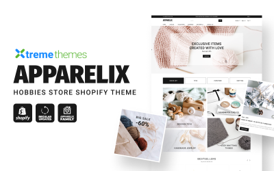 Магазин товаров для хобби Apparelix, Shopify Тема ручной работы