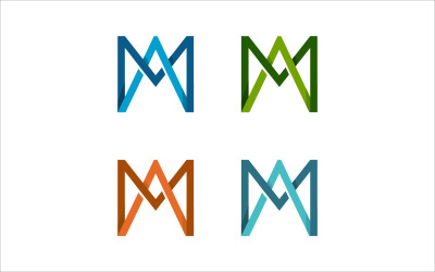 Modelo de vetor de arte de linha colorida letra A e M