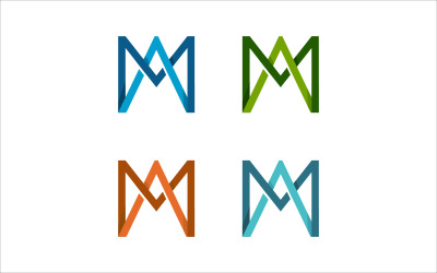 Plantilla de vector de arte de línea colorida letra A y M