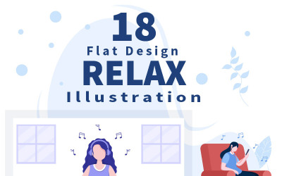 18 Rilassati a casa Vector Flat Illustration