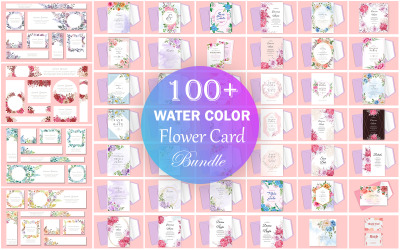 Aquarell-Blumen-Karten-Bundle, Aquarell-Blumen-Hintergrund-Bundle.