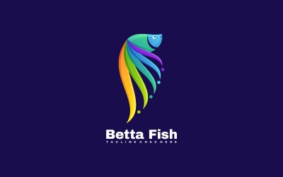 Betta Fish Colorful Logo Style