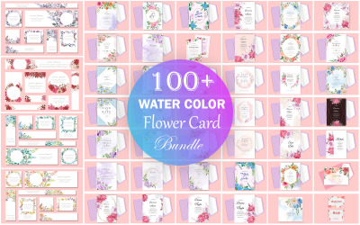 Bundle de carte de fleur aquarelle, Bundle de fond de fleur aquarelle.