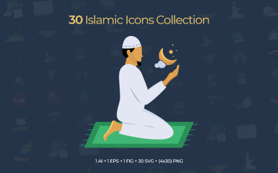 Kolekcja ikon islamskich - szablon 30 zestawów ikon