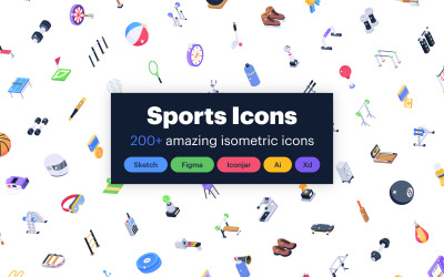 Mais de 200 ícones isométricos de esportes