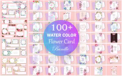 Pakiet kart akwarela kwiat, pakiet tła kwiat akwarela.