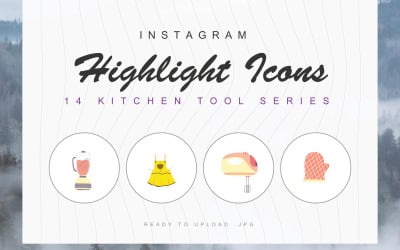 14 Kitchen Tools Instagram Highlight Cover Iconset Template