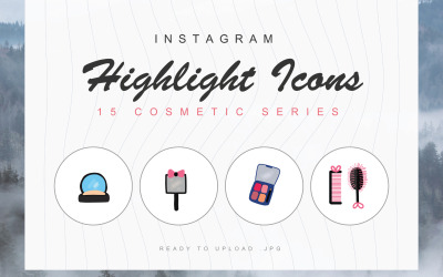 15 Kozmetik Instagram Öne Çıkan Kapak Simge Seti Şablonu