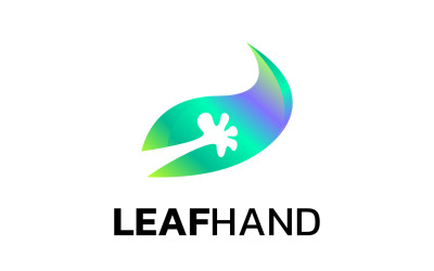Leaf Hand Rainbow - Negative Space Logo Template
