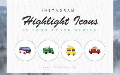 Modelo de conjunto de ícones de capa de destaque do Instagram do Food Truck 15