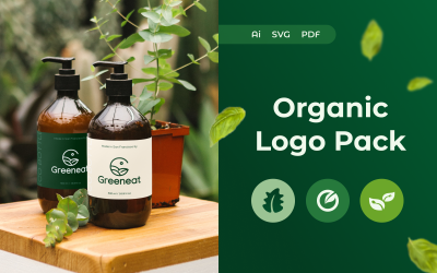 Pacote de logotipo orgânico - modelo de logotipo orgânico verde mínimo