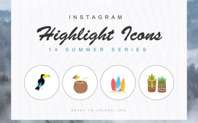 14 Yaz Sezonu Instagram Öne Çıkan Kapak Simge Seti Şablonu
