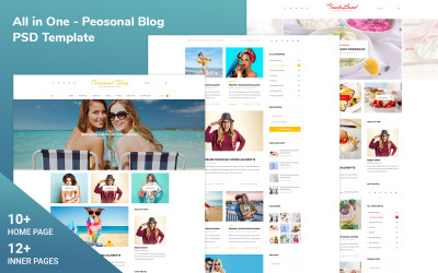 Allt i en personlig blogg Psd -mall