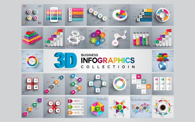 3D modern üzleti gyűjtemény Ai vektoros infographic elemek