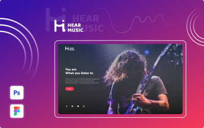 Escuche música: elementos de interfaz de usuario elegantes y multipropósito de la compañía de música