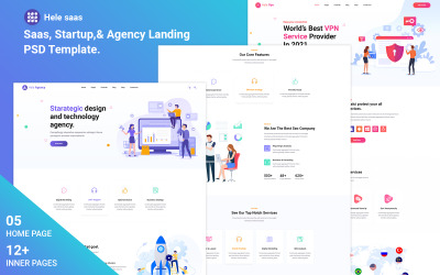 HeleSaas - modelo PSD criativo, Saas, Startup e Agência