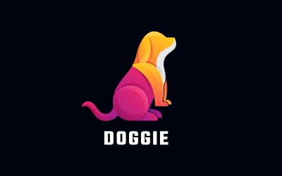 Logotipo colorido degradado de perro