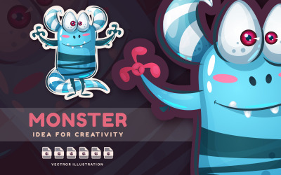 Monster maakt je bang - Leuke sticker, grafische illustratie