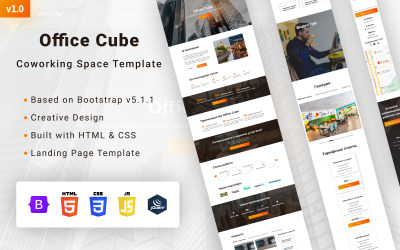 Office Cube - Modelo de página de destino HTML de empresa de coworking