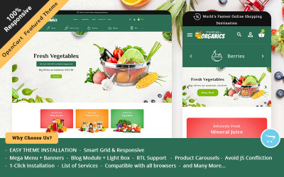 Organic Opencart Responsive Theme für Online-Lebensmittelgeschäfte