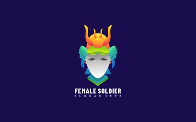 Женщина-солдат градиент красочный логотип
