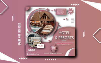 Banner de venda de mídia social de hotéis e resorts