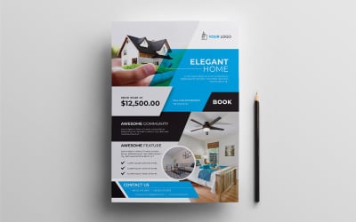 Elegant hem till salu fastigheter modernt professionellt företags affärsblad reklambladsmall