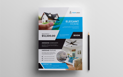 Elegant Home For Sale Real Estate Modern Professional Corporate Business Flyer Design Template