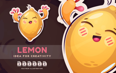 Funny Fruit Lemon - Leuke sticker, grafische illustratie