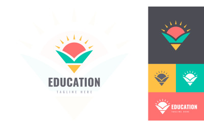 Istruzione Logo Design Vector, Logo della scuola, Logo della matita, Logo della laurea