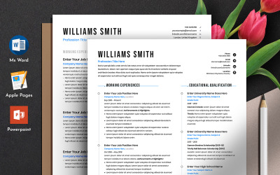 Бесплатный шаблон чистого резюме Cv в формате MS Word Apple Pages Powerpoint
