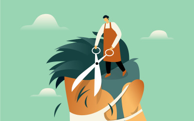 理发师剪头发插图概念向量