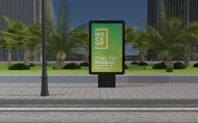 Modelo de maquete de sinalização da cidade de vista noturna de Mupi