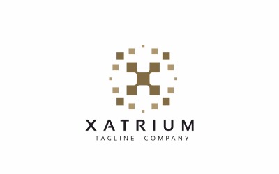 Шаблон логотипа Xatrium X Letter Pixel