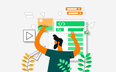 Web Designer Criando Vetor de Conceito de Ilustração de Site