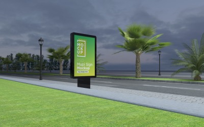 Design de modelo de maquete de sinalização dupla face Mupi Renderização 3D