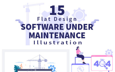 15 Ilustração vetorial de sistema de software em manutenção
