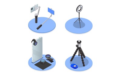 Mobile Photography Video Isometric 3 Vector Illustration Concept