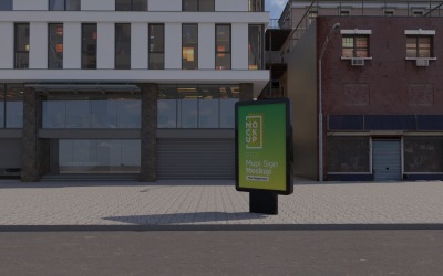 Mupi am Straßenrand Billboard Mockup Template Design 3D-Rendering
