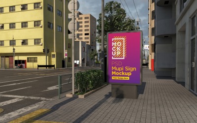 mupi Street advertising billboard mockup 3d rendering