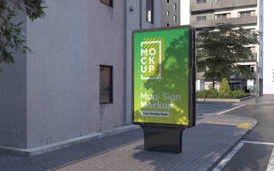 reclamebord op straat mockup 3D-renderingsjabloon