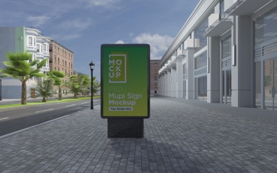 Рекламный щит Mupi на городской улице 3d-рендеринга