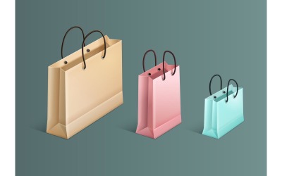 Einkaufstasche Realistisches 7 Vektor-Illustrations-Konzept