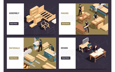 Furniture Production Isometric Vector Illustration Concept