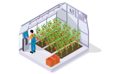 Modern Greenhouse Isometric 4 Vector Illustration Concept