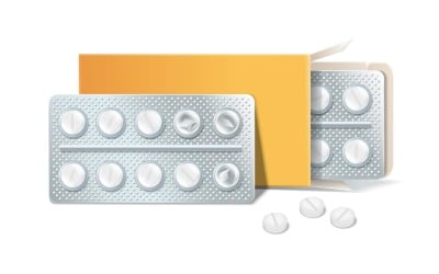Pillen Tabletten Kapseln Blister Realistische Vektor Illustration Konzept