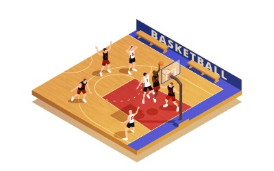 Basketbal isometrisch vectorillustratieconcept